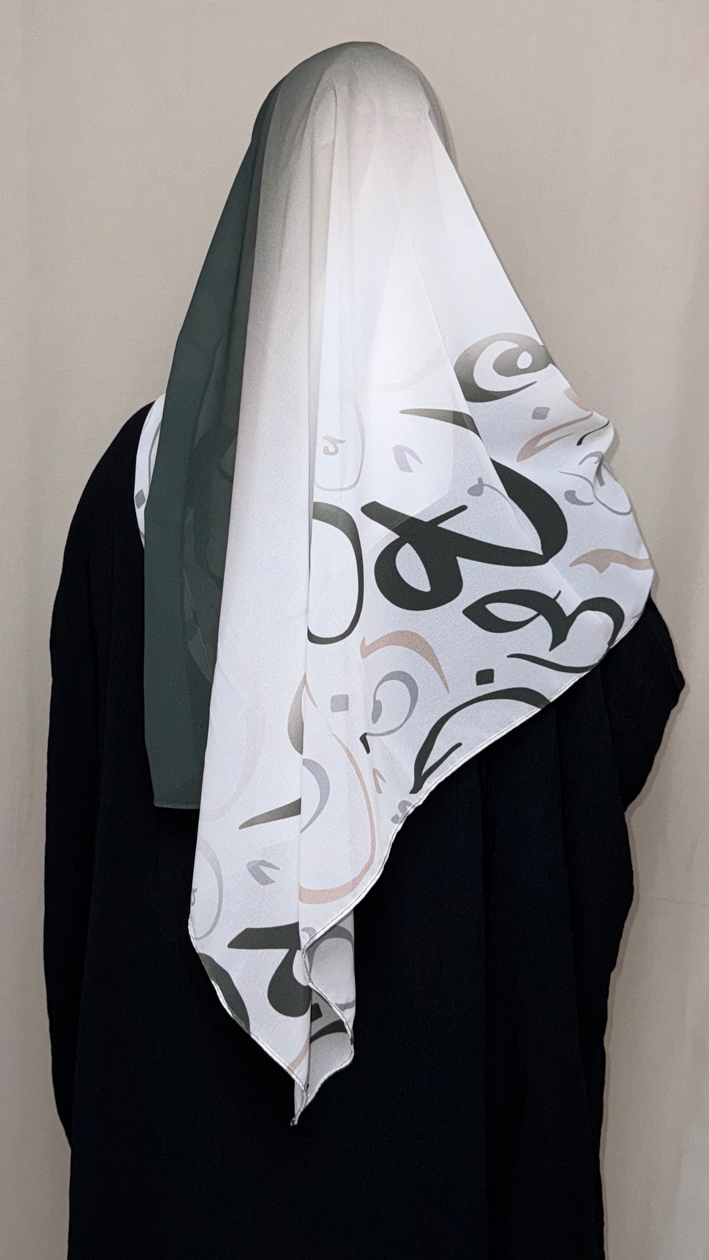 Arabic Lettered Gradient Scarf - Dark Olive Green