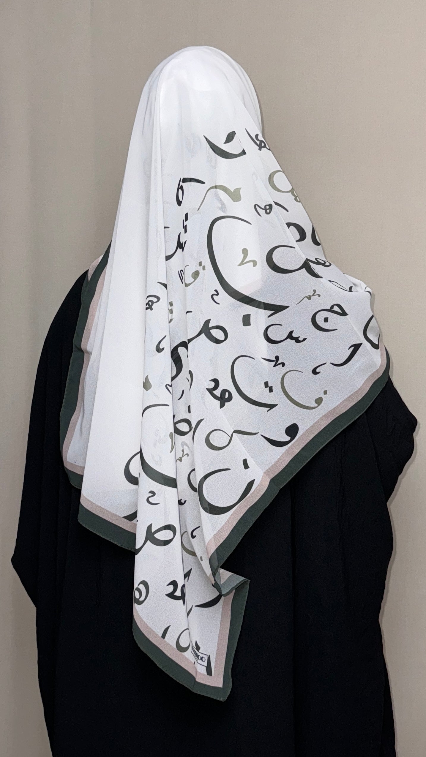 Arabic Lettered Scarf - Dark Olive Green