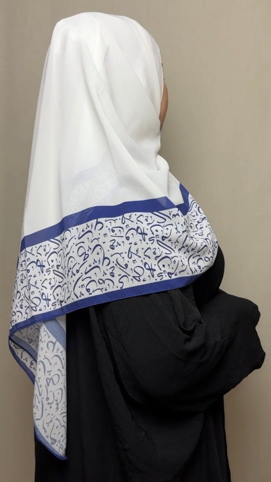 Arabic Lettered Corner Scarf - Navy Blue