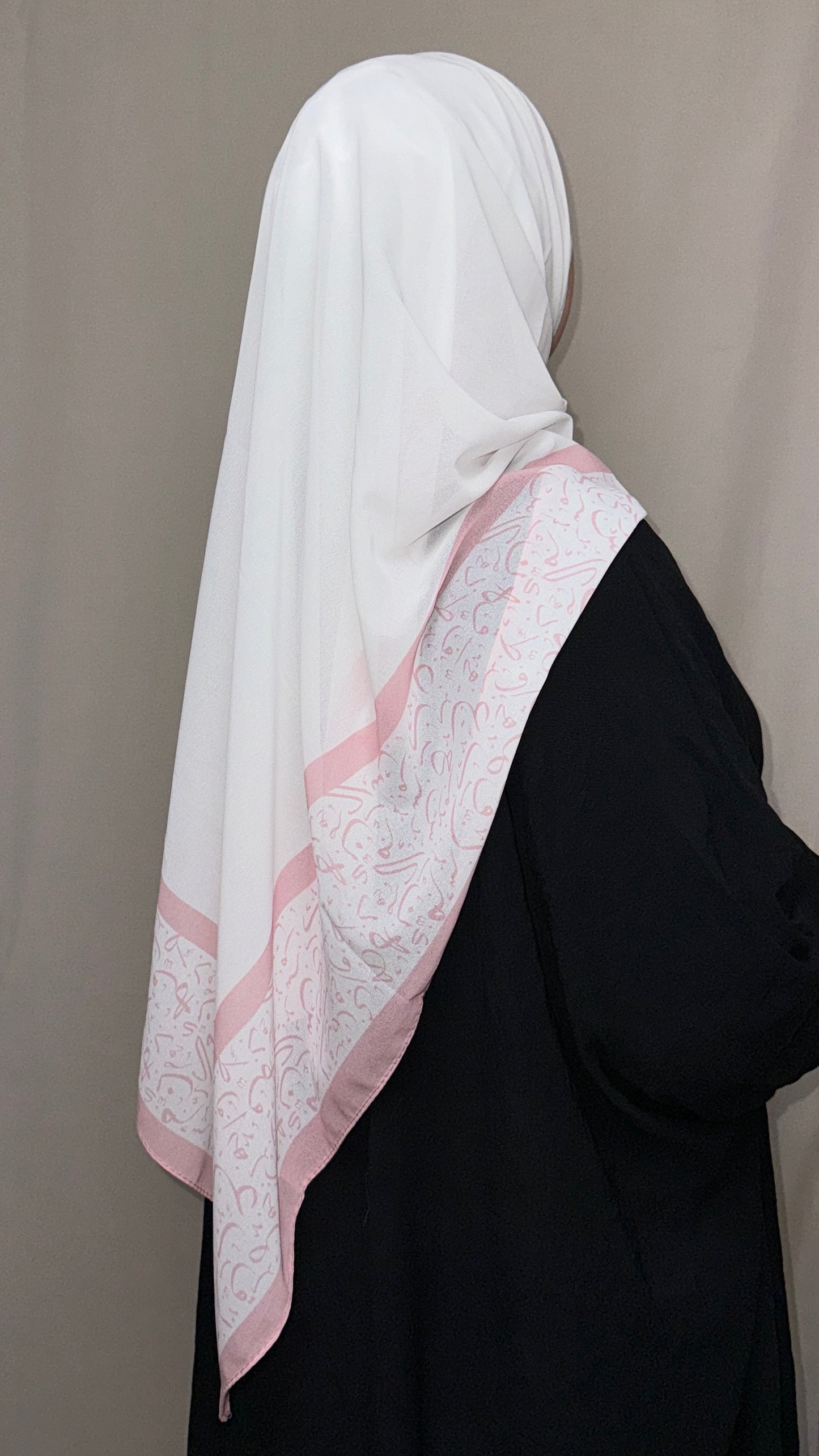 Arabic Lettered Corner Scarf - Rose