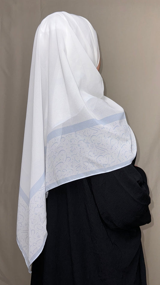 Arabic Lettered Corner Scarf - Baby Blue