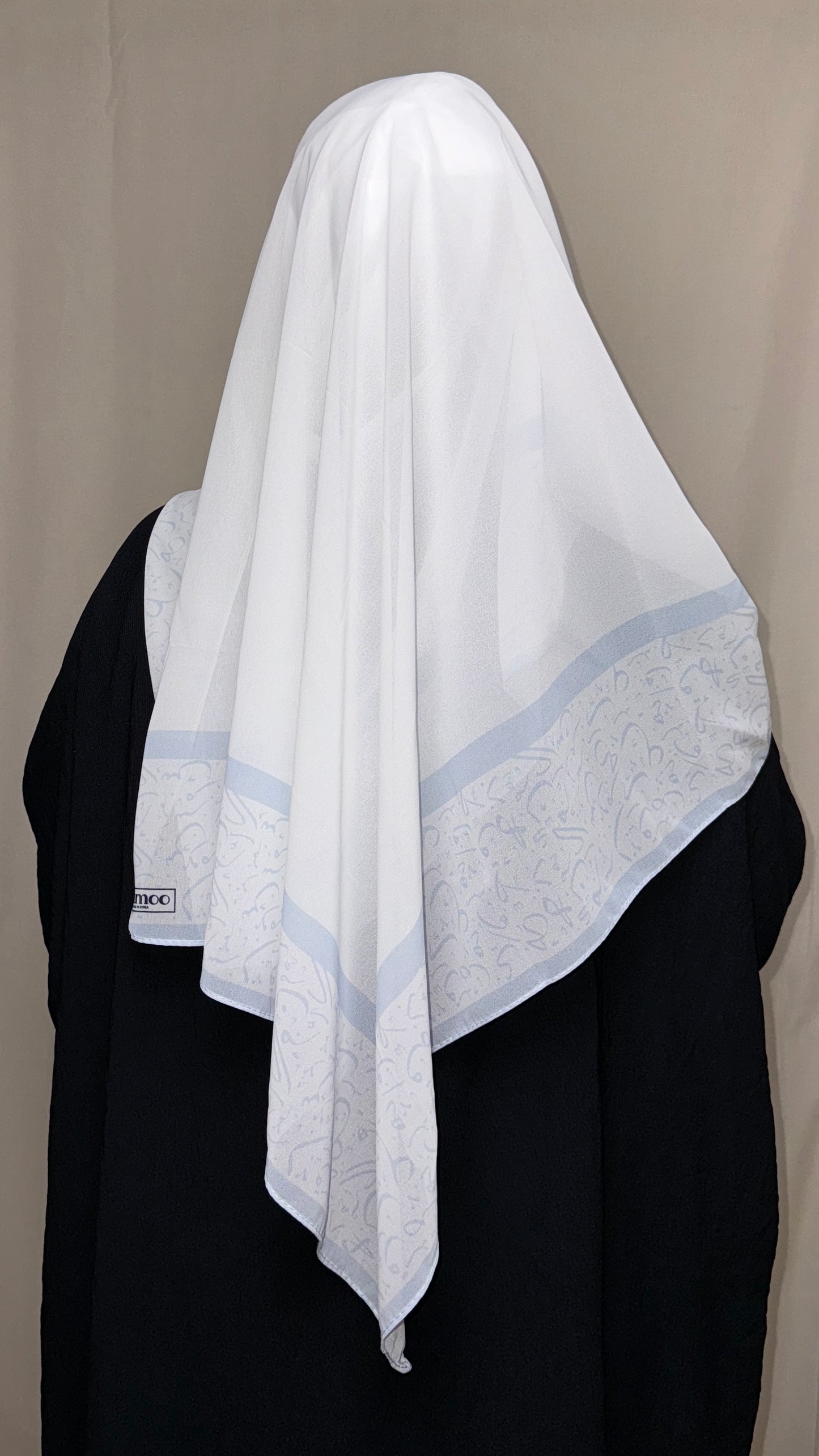 Arabic Lettered Corner Scarf - Baby Blue