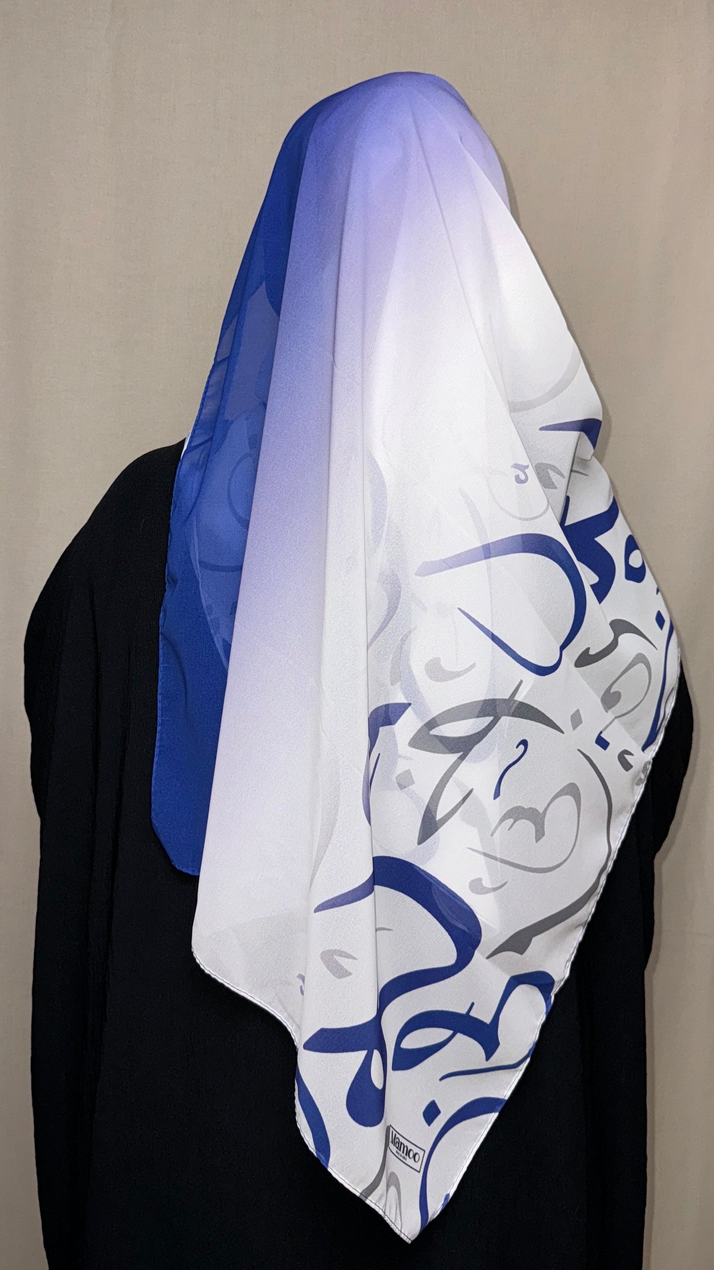 Arabic Lettered Gradient Scarf - Navy Blue