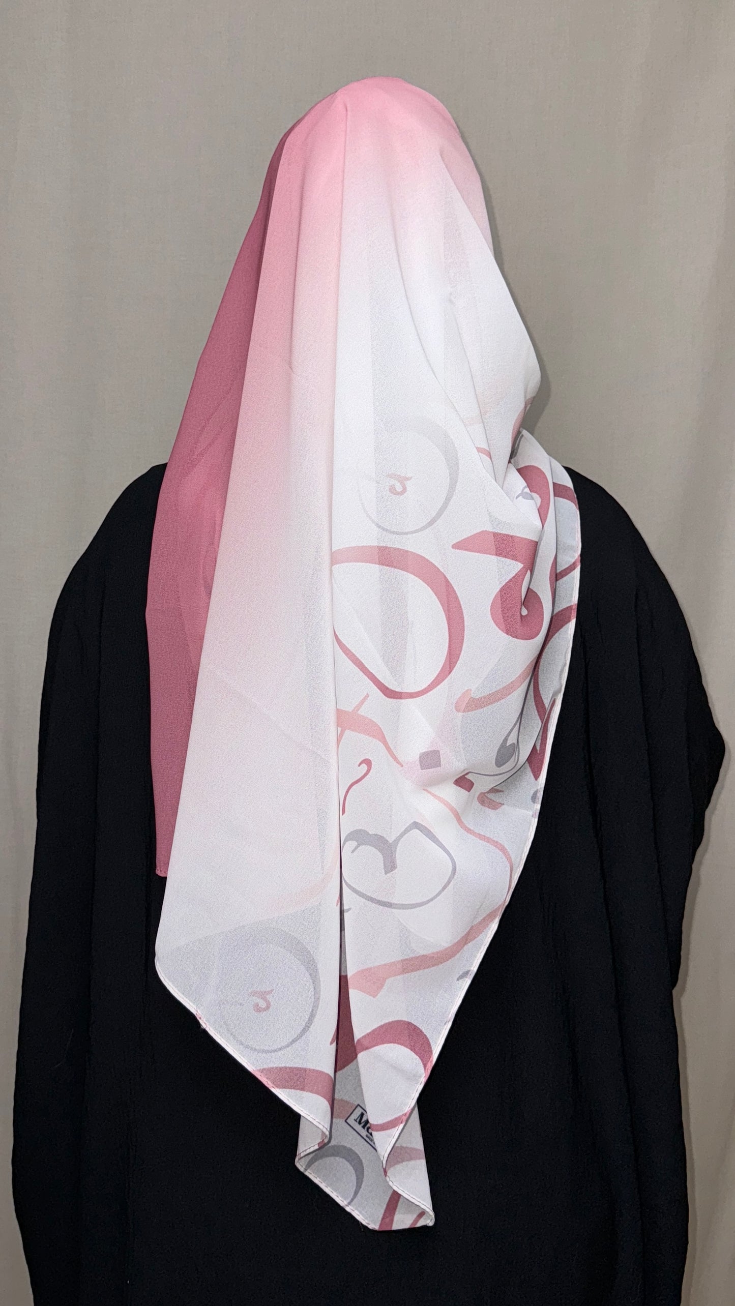 Arabic Lettered Gradient Scarf - Rose Pink