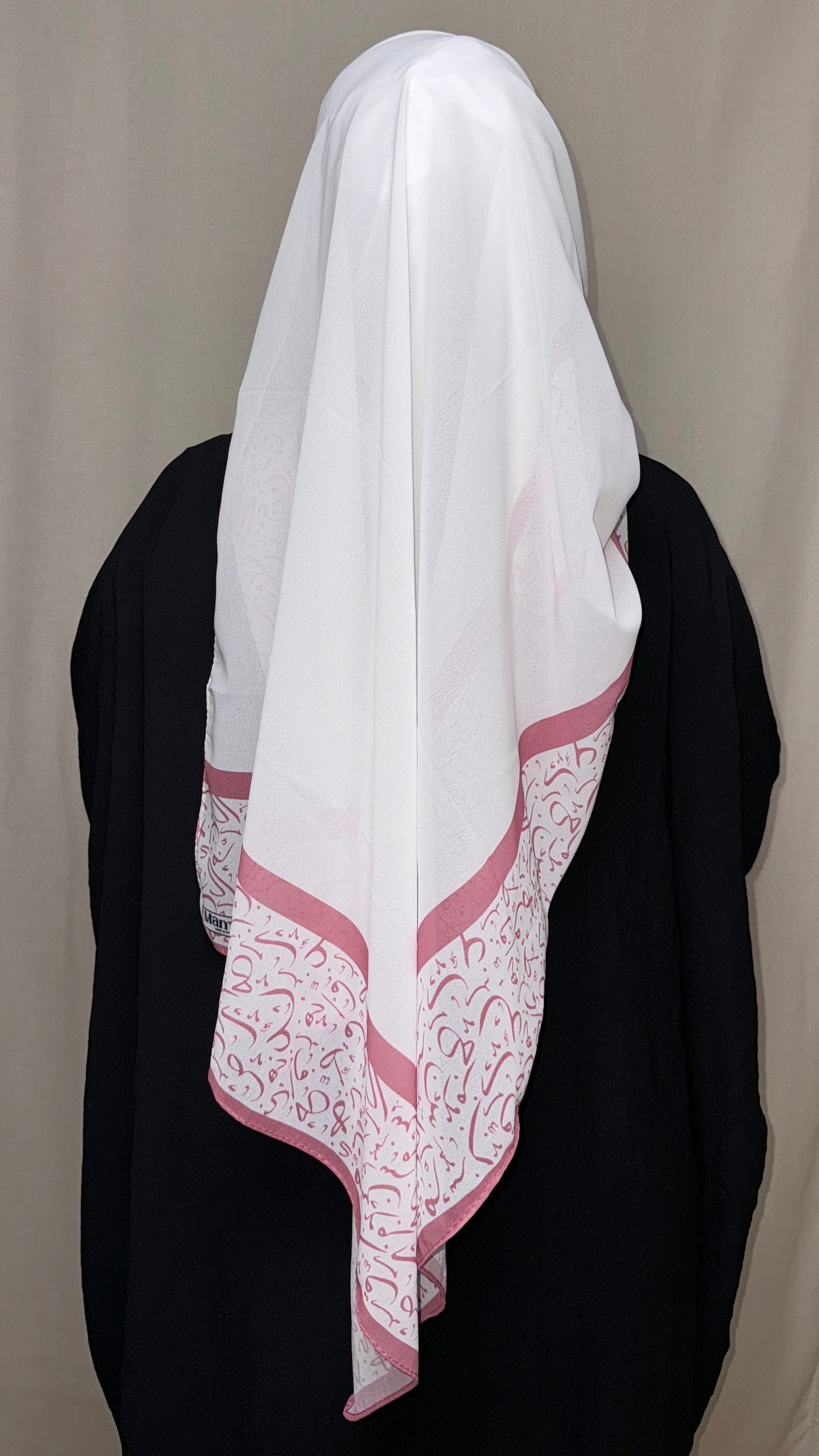 Arabic Lettered Corner Scarf - Rose Pink