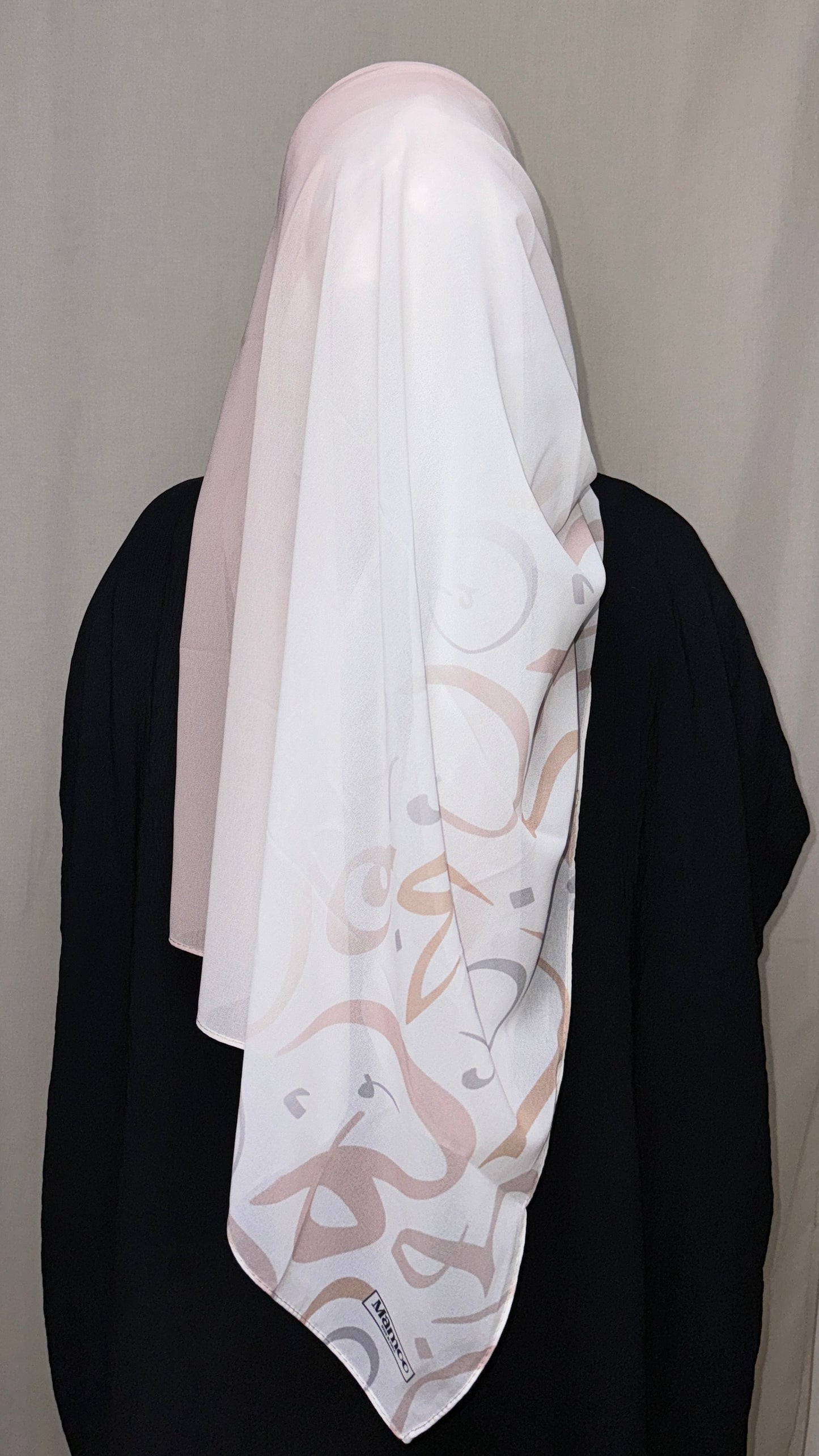 Arabic Lettered Gradient Scarf - Rosy Beige