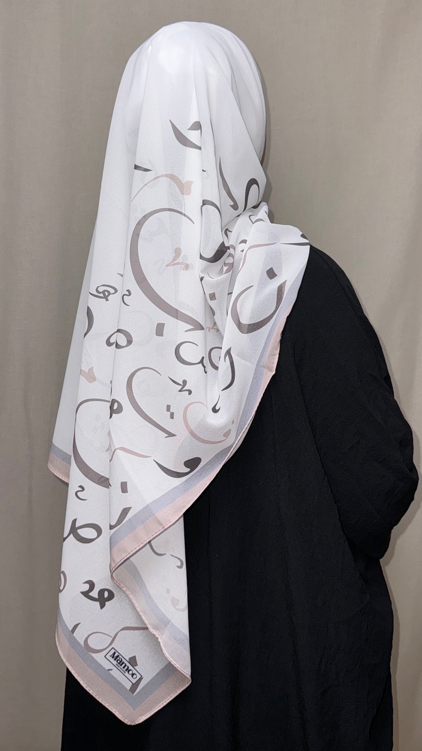 Arabic Lettered Scarf - Rosy Beige