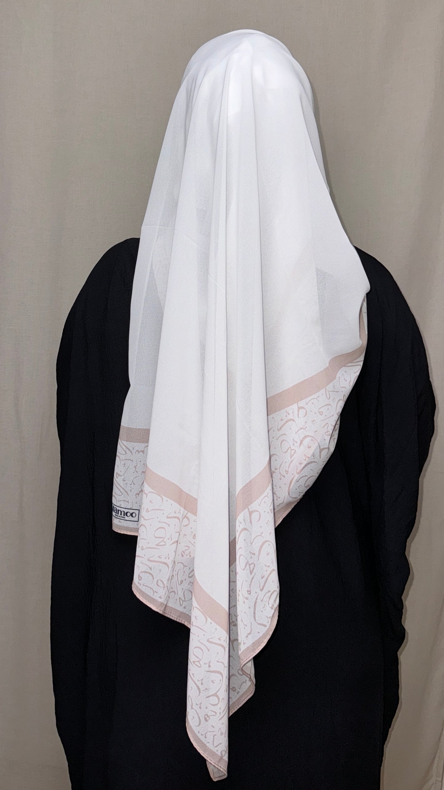 Arabic Lettered Corner Scarf - Rosy Beige